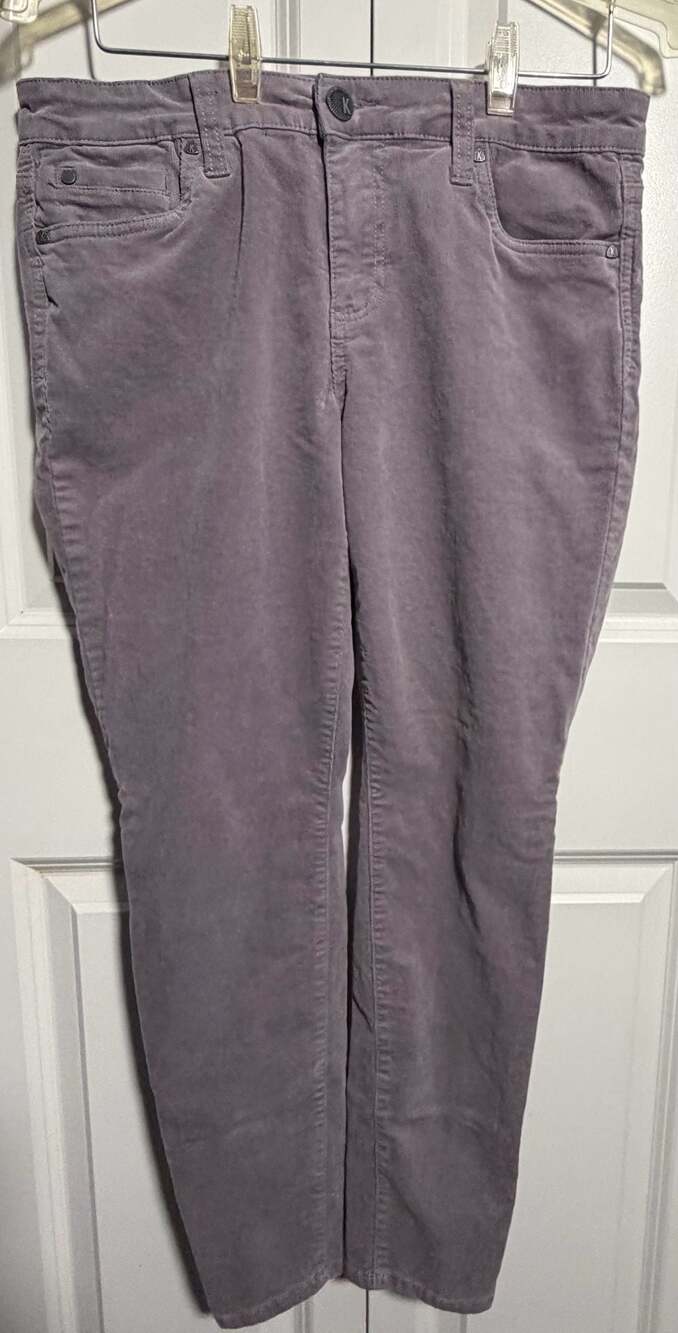 Kut From The Kloth Diana Skinny Corduroy Pants Women Size 8P Grey Five Pocket
